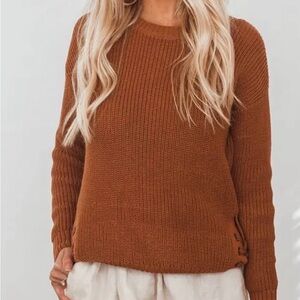 Knit Side Lace-Up Sweater side lace up sweater burnt orange super soft and comfy